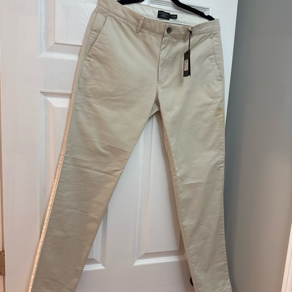 Club Monaco Connor Modern Slim Fit Mens Chino Pants 31/32 White / Blanc Chinos